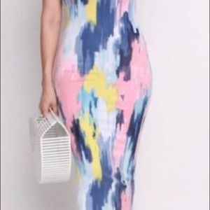 Tie Dye Lace Up Backless Bodycon Dress n